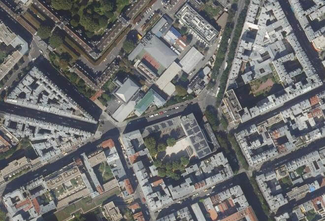 Vue aérienne Marché Alibert, Paris