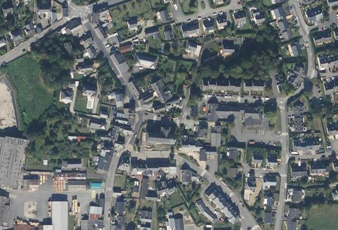 Vue aérienne Marché alimentaire, Bourgbarré