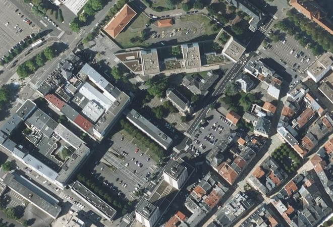 Vue aérienne Marché alimentaire de Thionville, Thionville