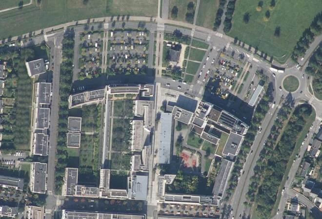 Vue aérienne Marché alimentaire et de produits manufacturés, Saint-Jacques-de-la-Lande