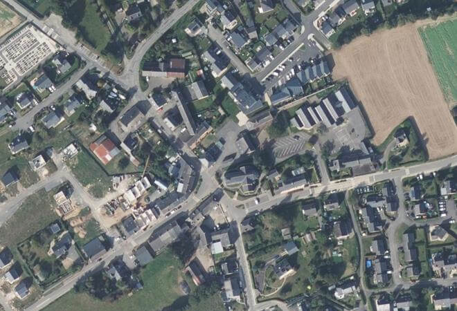 Vue aérienne Marché alimentaire, Langan