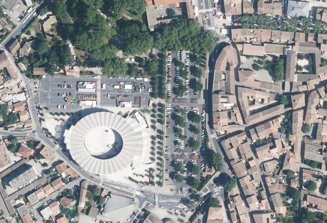 Vue aérienne Marché Alimentaire, Lunel