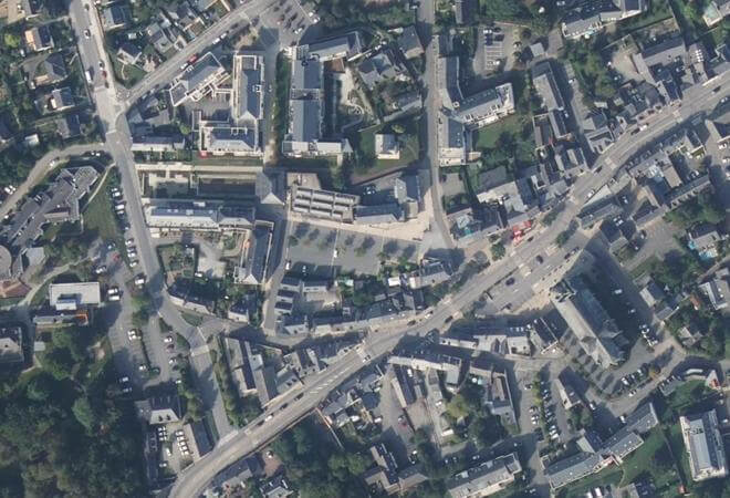 Vue aérienne Marché alimentaire, Mordelles