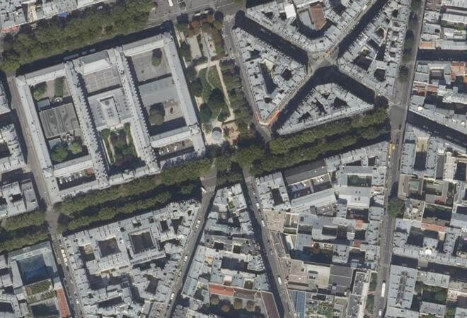 Vue aérienne Marché Anvers, Paris