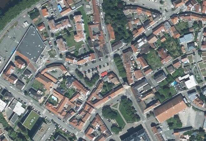 Vue aérienne Marché aux Bestiaux, Haguenau