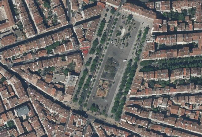 Vue aérienne Marché aux fleurs, Marseille