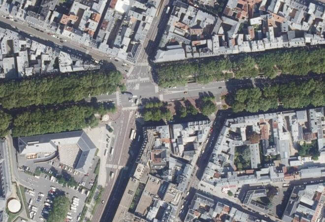 Vue aérienne Marché aux fleurs, Versailles