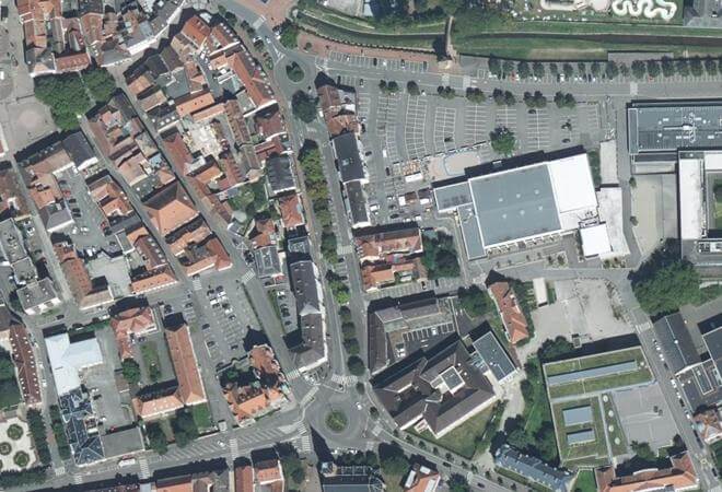 Vue aérienne Marché aux Grains, Haguenau