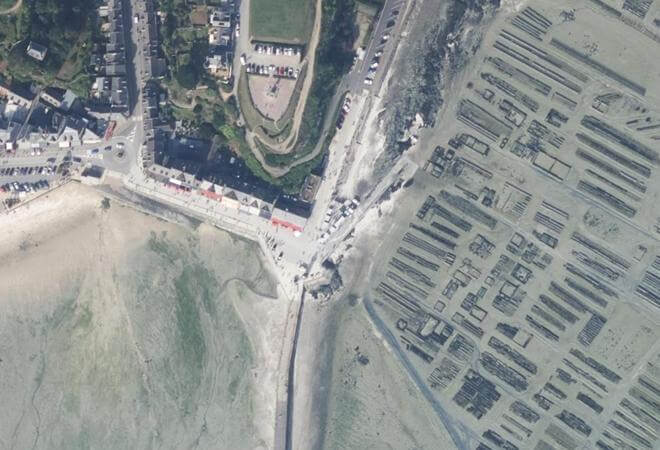 Vue aérienne Marché aux huîtres, Cancale