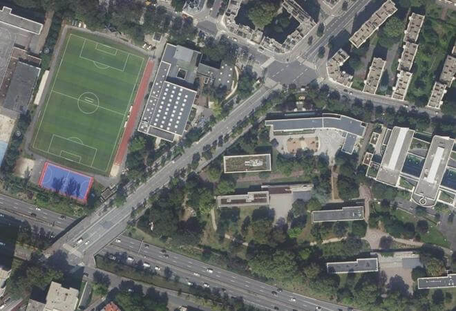 Vue aérienne Marché aux puces de la porte de Vanves, Paris