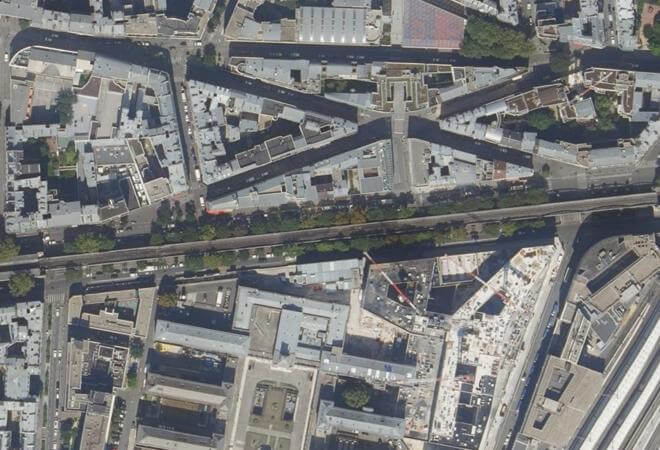 Vue aérienne Marché Barbès, Paris