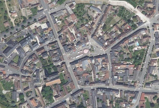Vue aérienne Marché Beaune la Rolande, Beaune-la-Rolande