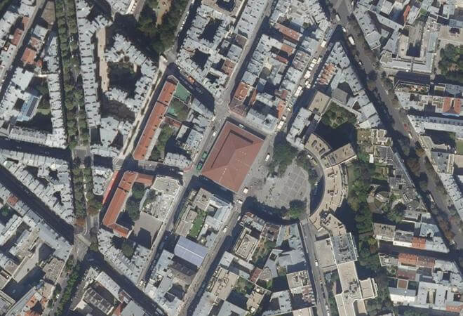 Vue aérienne Marché Beauvau, Paris