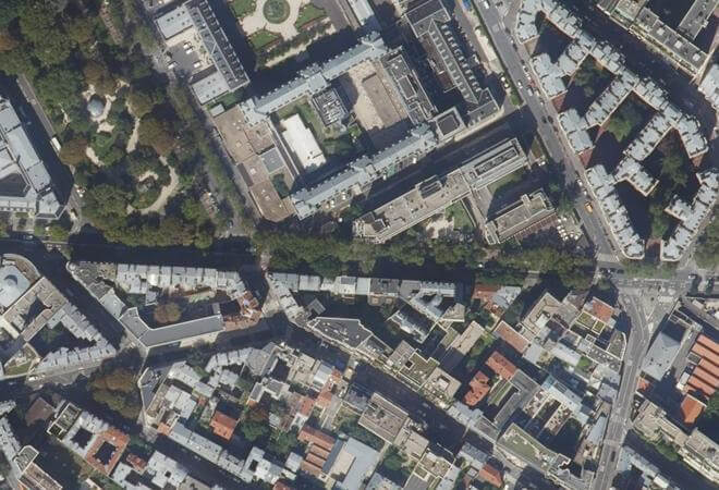Vue aérienne Marche Belgrand, Paris