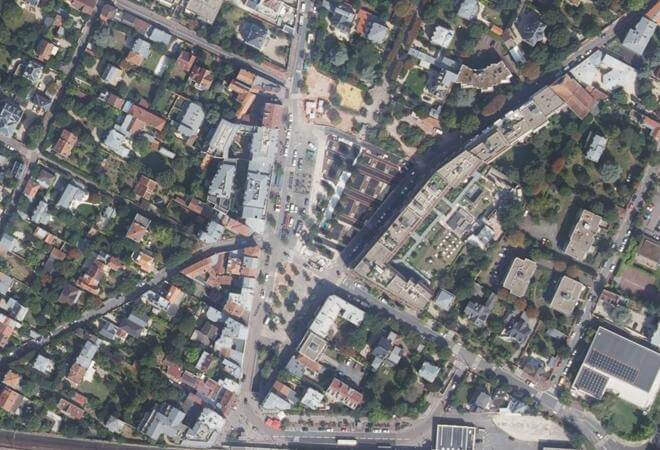 Vue aérienne Marché Berteaux, Chatou