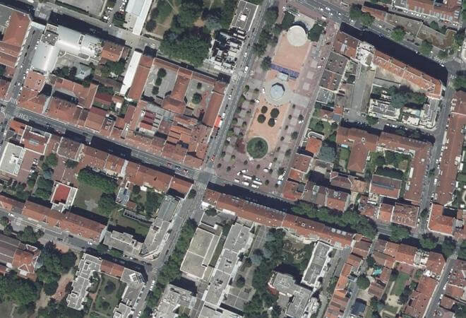 Vue aérienne Marché Bio Ambroise Courtois, Lyon