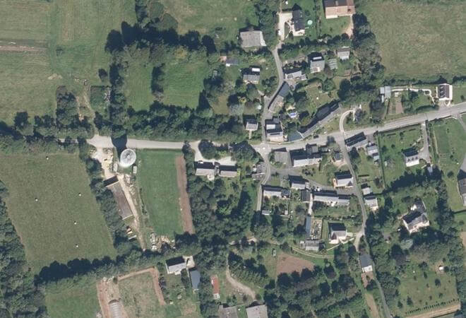 Vue aérienne Marché Bio de Restalgon, Le Faouët