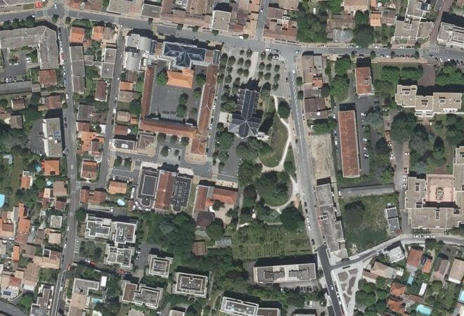 Vue aérienne Marché Bio Saint-Amand, Bordeaux