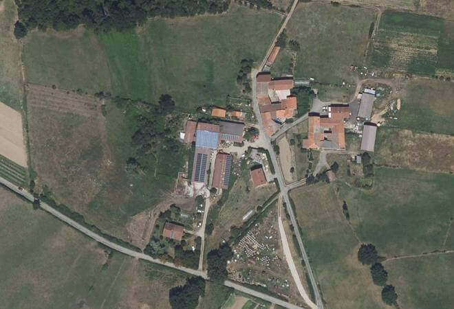 Vue aérienne Marché biologique des Clarines, Chabanière