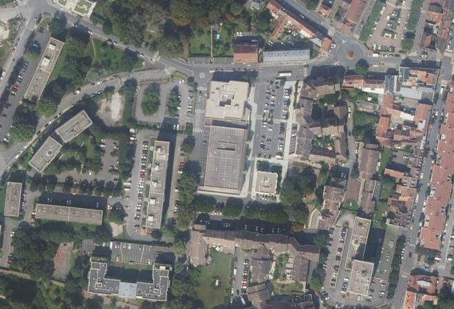 Vue aérienne Marché Bretten, Longjumeau