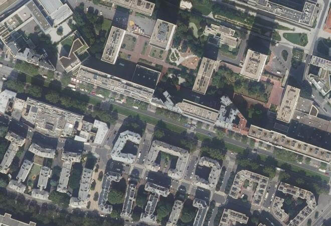 Vue aérienne Marché Brune, Paris