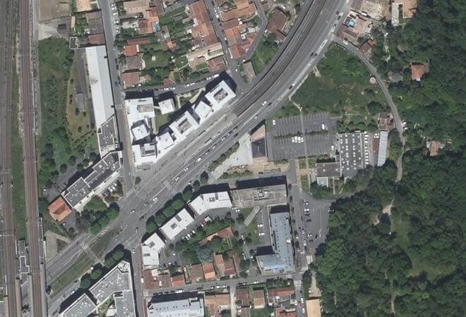 Vue aérienne Marché Carnot, Cenon