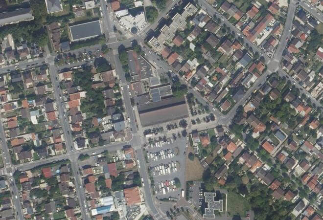 Vue aérienne Marché Casanova, Le Blanc-Mesnil