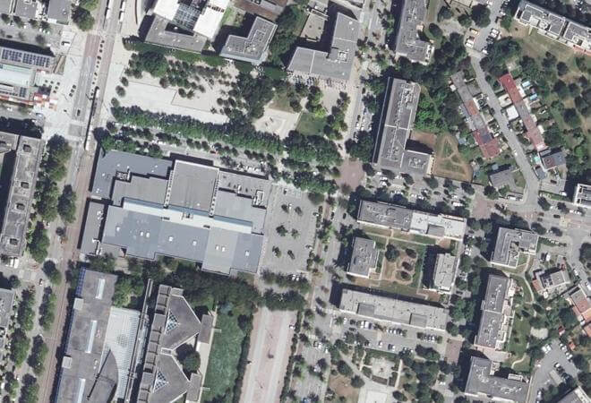 Vue aérienne Marché centre ville, Échirolles