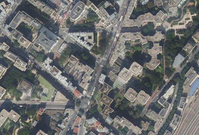Vue aérienne Marché Cervantes, Paris
