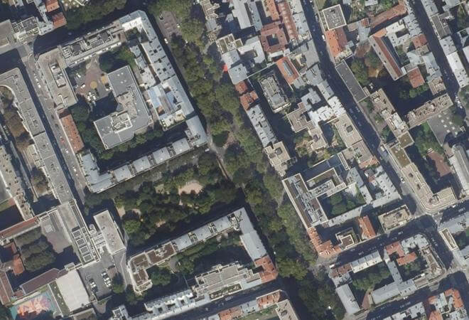 Vue aérienne Marché Charonne, Paris