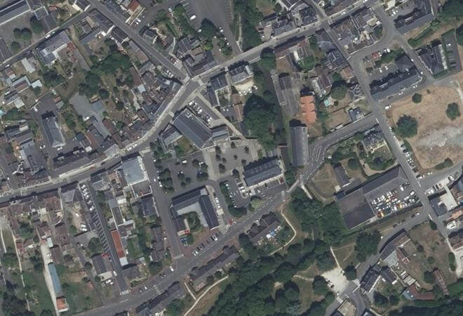 Vue aérienne Marché Château-Renault, Château-Renault
