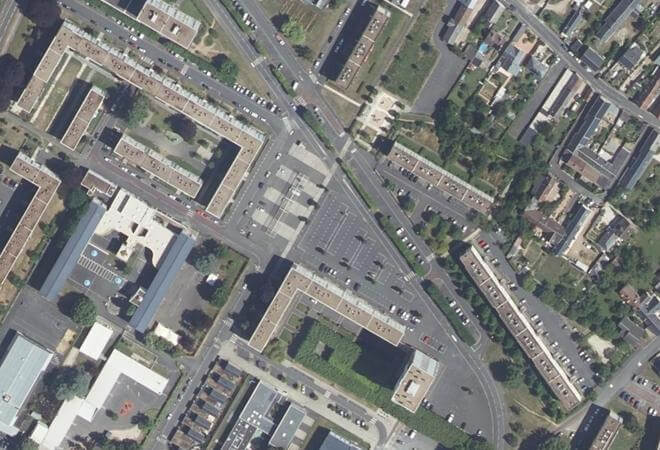 Vue aérienne Marché Coty, Blois