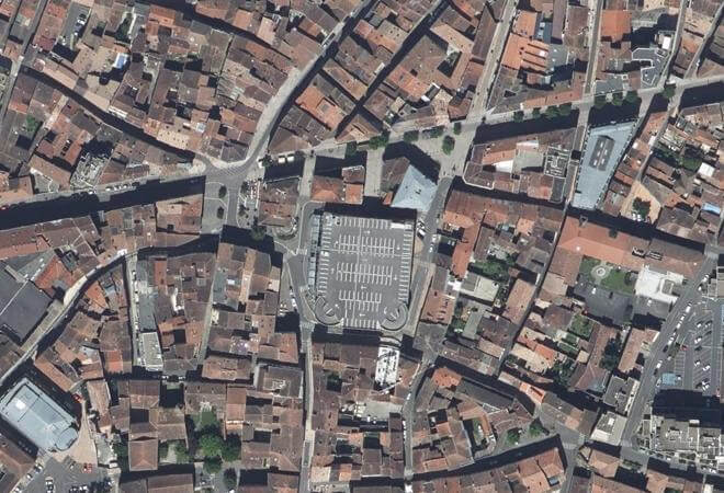 Vue aérienne Marché couvert, Agen