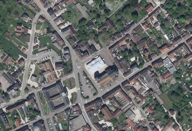 Vue aérienne Marché couvert, Aix-Villemaur-Pâlis