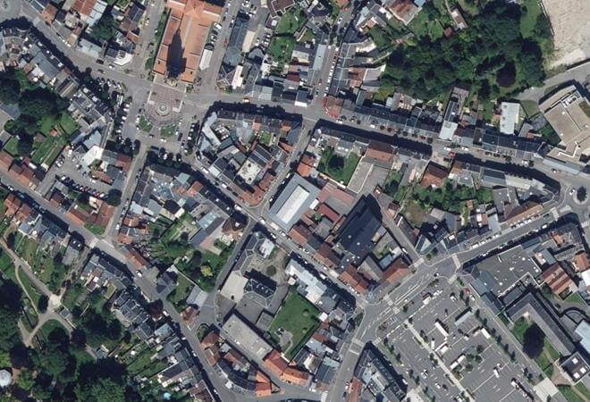 Vue aérienne Marché couvert, Albert