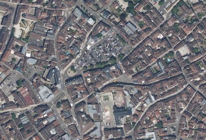 Vue aérienne Marché couvert, Auxerre
