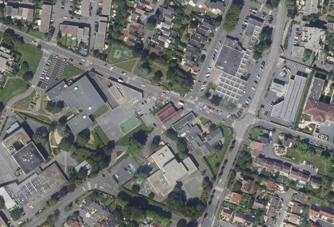 Vue aérienne Marché Couvert, Bondoufle