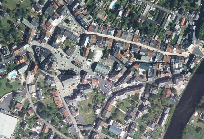 Vue aérienne Marché couvert, Bort-les-Orgues