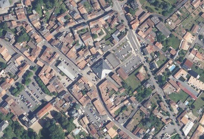 Vue aérienne Marché couvert, Coulonges-sur-l'Autize