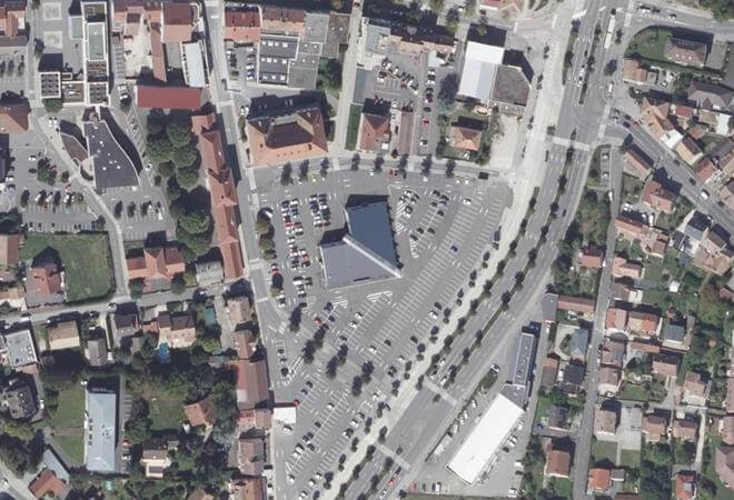 Vue aérienne Marché couvert d'Audincourt, Audincourt