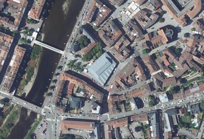 Vue aérienne Marché Couvert d'Épinal, Épinal