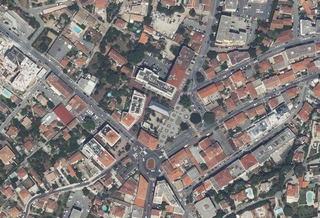 Vue aérienne Marché Couvert de Rocheville, Le Cannet