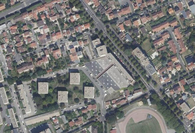 Vue aérienne Marché couvert de Stalingrad, Champigny-sur-Marne