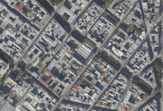 Vue aérienne Marché couvert des Enfants Rouges, Paris