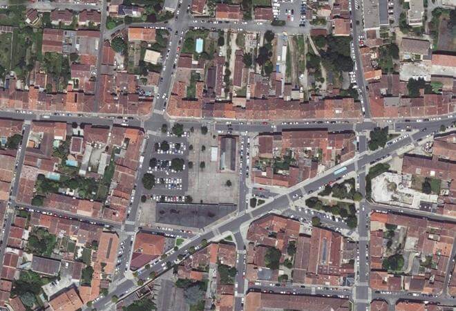 Vue aérienne Marché Couvert Embarcadère, Montauban