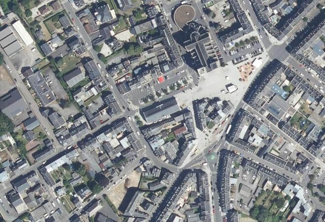 Vue aérienne Marché Couvert, Flers
