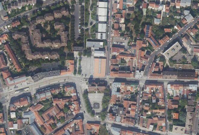 Vue aérienne Marché Couvert, Gennevilliers