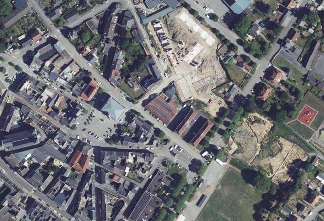 Vue aérienne Marché Couvert, Landrecies