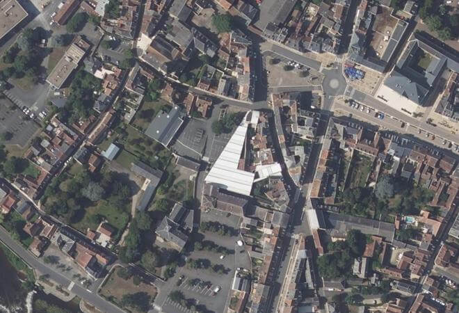 Vue aérienne Marché couvert, Le Blanc