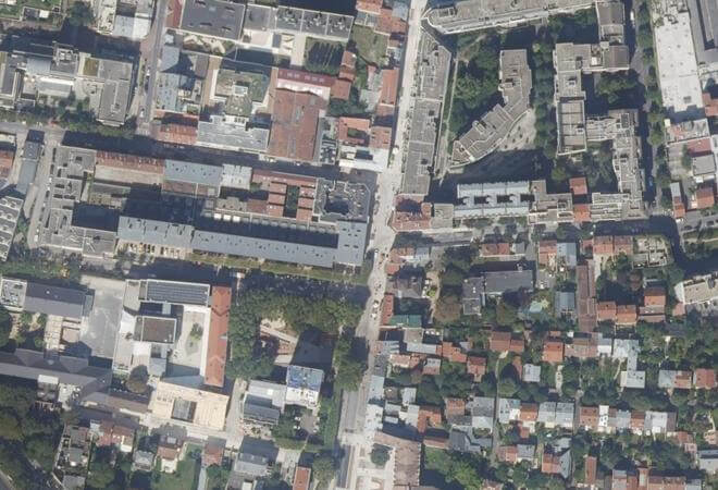 Vue aérienne Marché Couvert, Le Pré-Saint-Gervais